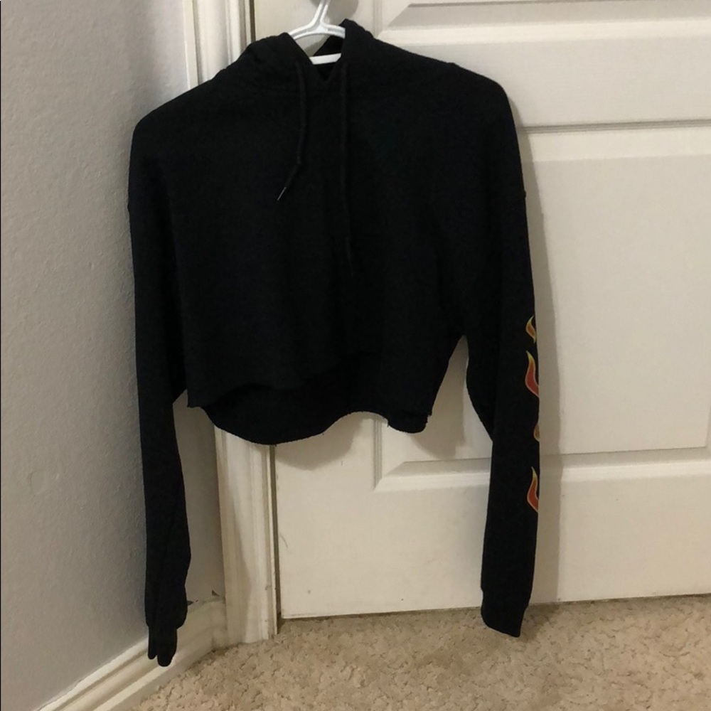 A cropped black hoodie